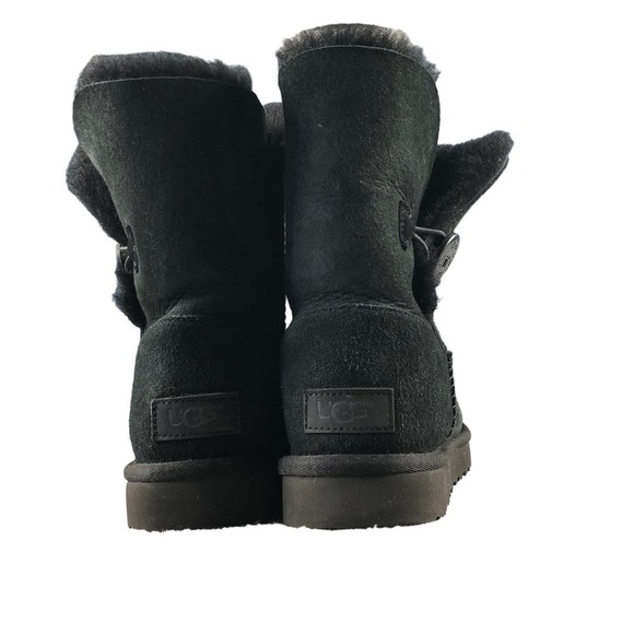 Ugg Womens Black Bailey Button Short Boots Sherpa Winter - Picture 7 of 12